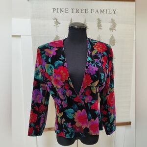 Vintage Braemar Petites by Jeremy Scott Floral Velvet Blazer – Size 5/6